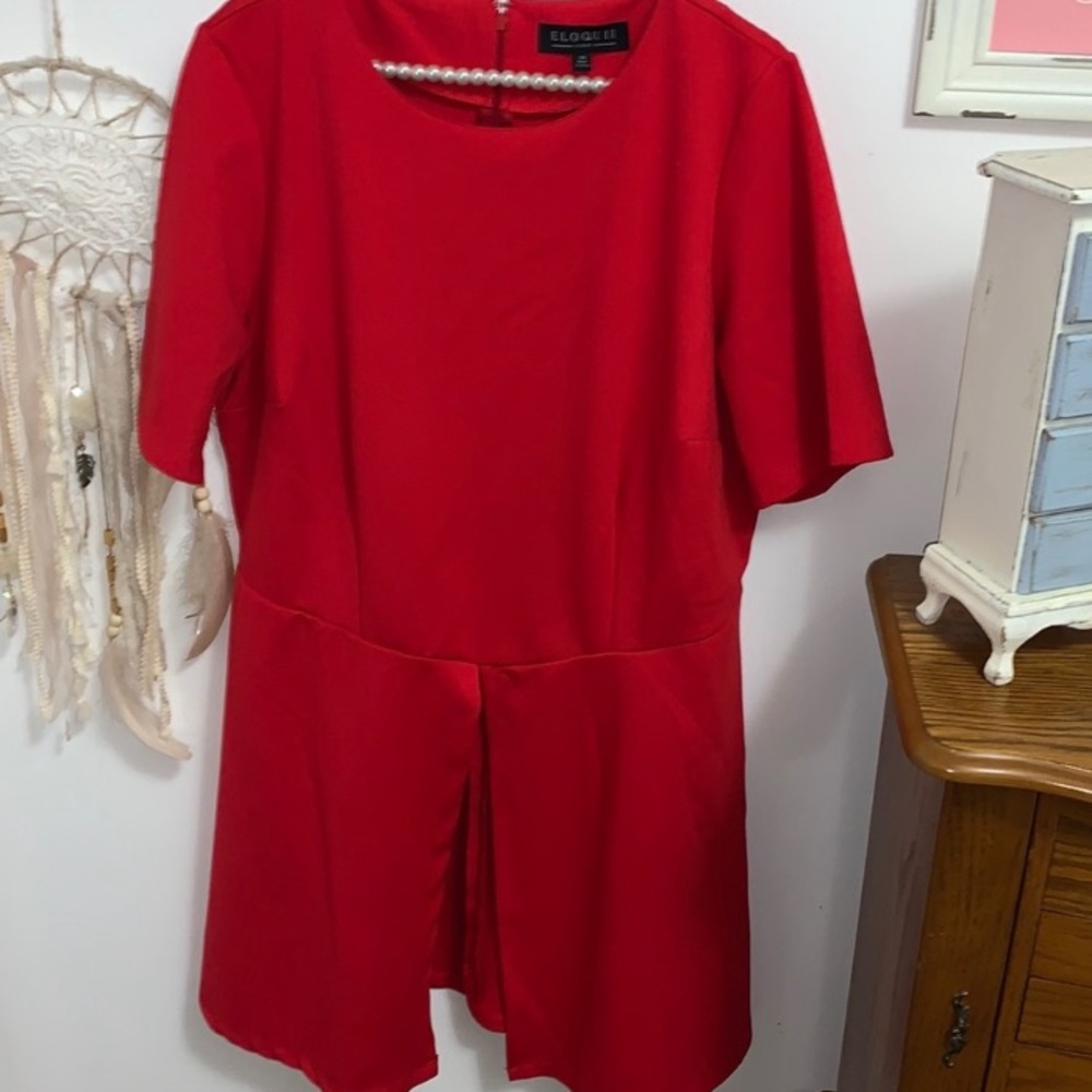 Elioquii Red Tunic Peplum with Split  - Sz20